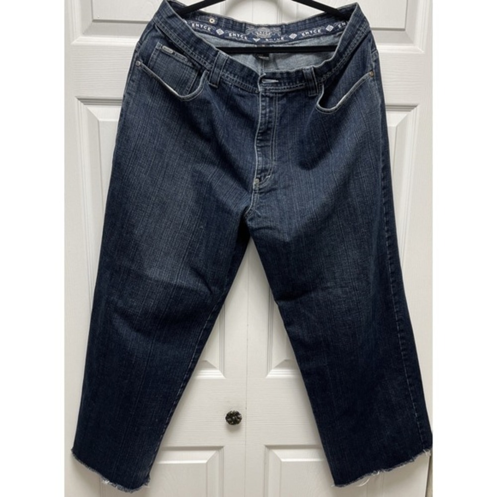 Enyce Jeans Men's Baggy Blue Y2K Hip Hop Pants 36x26 Wide Leg 10"‎ Cut Bottoms